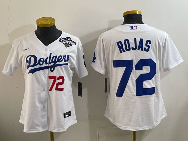 Women 2026 Nike Los Angeles Dodgers #72 Rojas White Game MLB Jersey 09